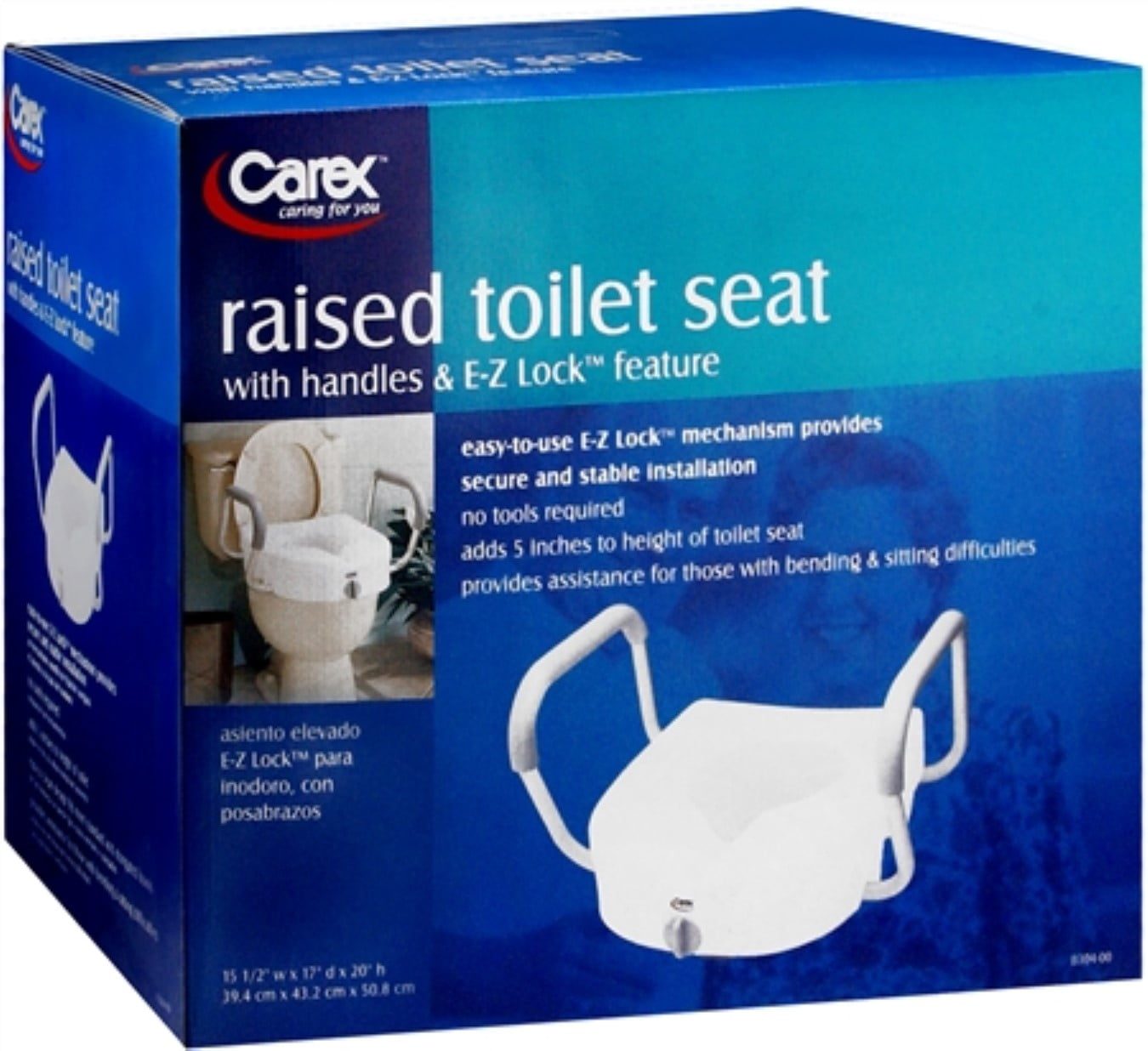 Carex EZ Lock Raised Toilet Seat with Handles