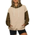 thumbnail image 7 of Qulqfy Women's Pullover Sweatshirts Color Block Long Sleeve Drop Shoulder Sweatshirts Brown Womens Fall Tops L, 7 of 7