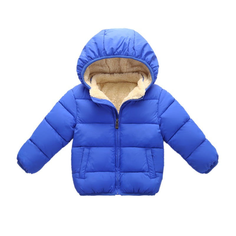 Kids Boys Girl Winter Windproof Lightweight Coats Jacket Zipper Thick Warm Snow Hoodie Outwear Shan-S Children Long-Sleeved Solid Color Down Cotton Jacket 1-4 Years