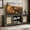 Gray, variant on Farmhouse TV Stand for 70 Inch TV, Entertainment Center with Storage, 60" Rustic TV with Glass Barn Doors, Modern TV Stand Console for Living Room, Adjustable Shelf
