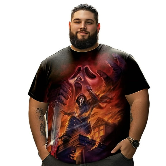 Men T Shirt for Big & Tall Man Graphic Short Sleeve Plus Size Oversized Tee Tshirts 4XL 3DTS10053