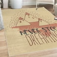 thumbnail image 1 of Saying Decorative Rug, Mountain Peaks and Never Stop Dreaming Goals Success Aspiration Print, Quality Carpet for Bedroom Dorm and Living Room, 6 Sizes, Pale Camel, by Ambesonne, 1 of 4