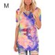 thumbnail image 1 of Qarigey Camiseta de mujer con cuello en V de manga corta Camiseta de mujer con cuello en V Top Tie Dye Blusa informal de verano Prendas para la parte del cuerpo Azul amarillo METRO Qarigey AP003160-32, 1 of 6