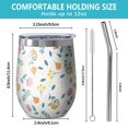 thumbnail image 2 of Floral 12oz Stainless Steel Insulated Wine Tumbler with Lid and Straw – Double Wall Vacuum Mug for Hot & Cold Drinks, 304 Steel Interior, Sweat-Free Design,Thanksgiving,Christmas, Spring,Flower, 2 of 5