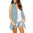 thumbnail image 3 of Yigetop Women's Outerwear Vests, Women Casual Tassel Vest Sleeveless Open Front Cardigan Tank Jacket Outerwear Fringe Tops for Women Light Blue S, 3 of 8