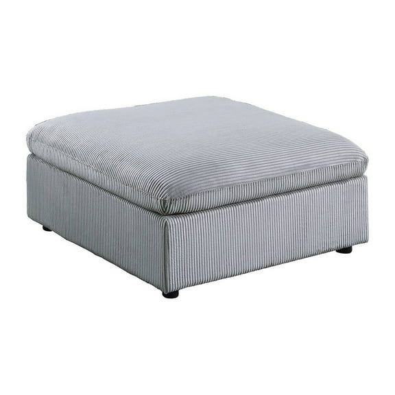 Joana Cocktail Ottoman- Light Gray Corduroy- Modular Square 39 Inch