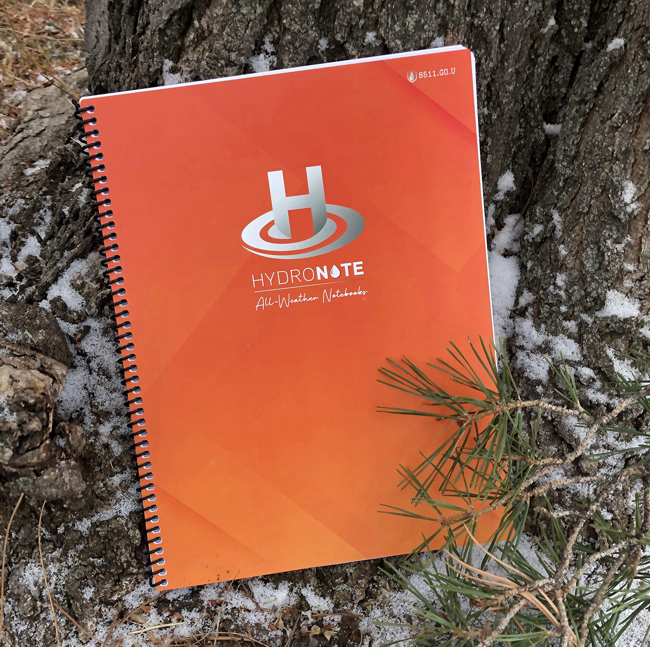 Hydronote Waterproof Side Spiral Notebook, Universal Page Pattern 11 x 8.75 x 0.5 (Gometric Orange)