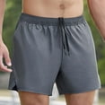 thumbnail image 4 of WRKEKC Summer Shorts for Men Solid Color Fashion Simple Pocket Drawstring Waist Loose Leather Label Shorts 5-Inch with Casual Style, 4 of 9