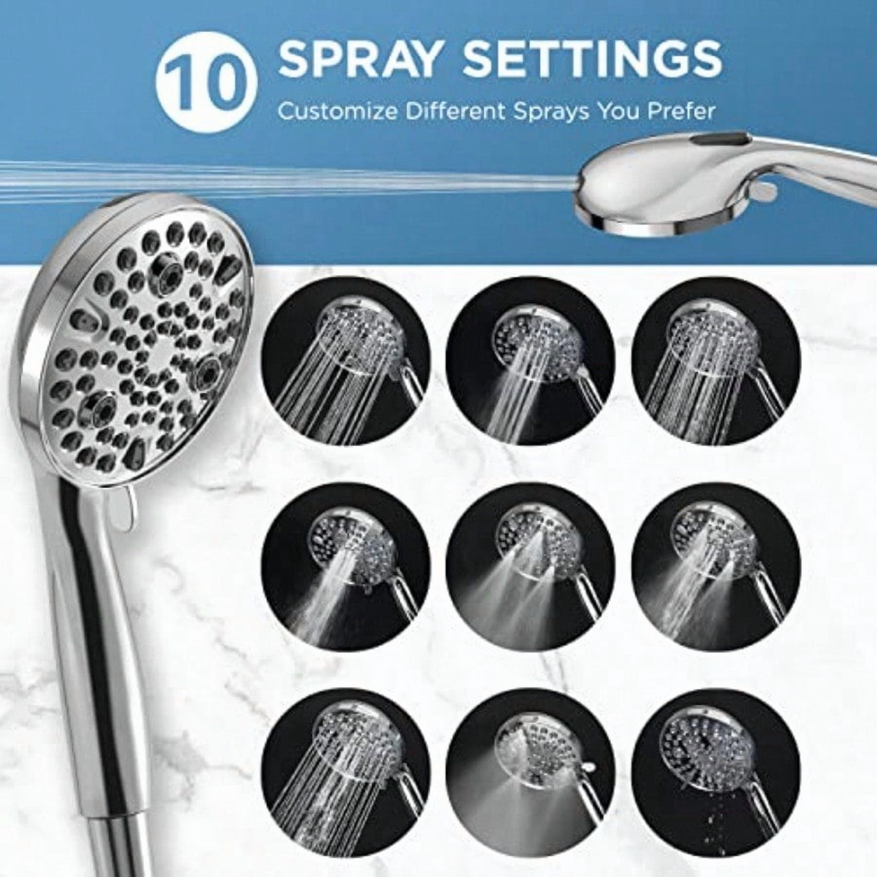 Dual Handheld Shower Head Combo 2-in-1 Rain Shower Heads System 8 Inch Rainfall Shower Head and 10 Modes High Prure Hand Held Showerhead with Built-in Power Wash