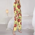thumbnail image 4 of Kll Apple Print Women'S Long Sleeve Pajamas With Pants Sleepwear Loungewear 2 Set-Small, 4 of 9