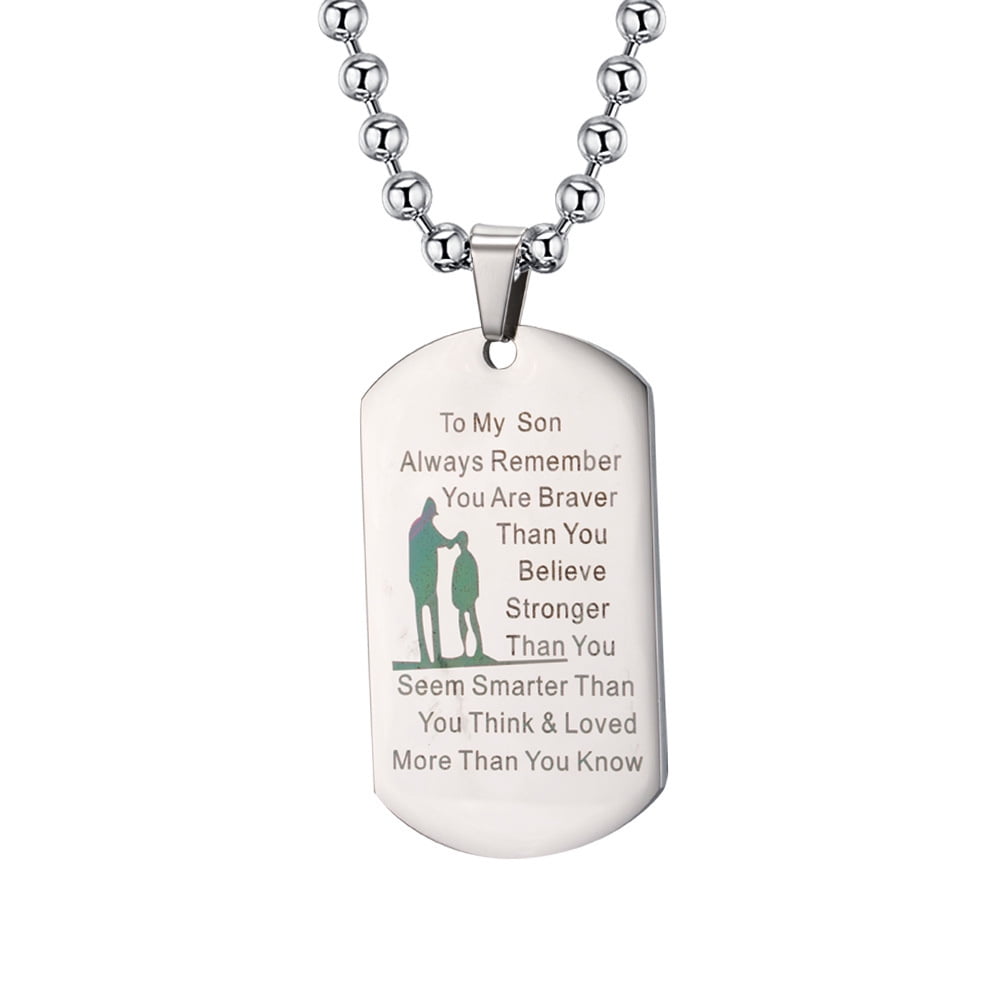 Stainless Steel Tag Pendant Necklace Son/Daughter/Mom/Dad/Brother Love Family 