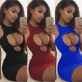 thumbnail image 3 of Femmes Bandage Bodycon Sans Manches Soirée Club Mini Robe Sans Manches Solide Creux Robe Sexy, 3 of 6