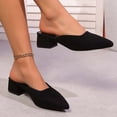 thumbnail image 5 of ZunFeo Womens Block Heel Mules Slip On - Pointed Toe Velvet Low Heel Shoes for Women - Comfortable Casual & Business Black US 5.5-9,Size 6, 5 of 9