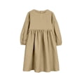 thumbnail image 2 of QSXADF Girls Long Sleeve Dress Toddler Linen Dress Fashionable Long Sleeves Round-Neck Regular-Length Casual Everyday Girl's Dresses Toddler Girls Outfits, 2 of 6