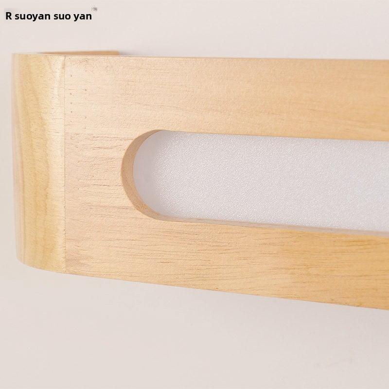 LED Minimalist Solid Wood Wall Sconce, Bedroom Living Room Bedside Lamp, Vanity Mirror Cabinet Light, Nordic Creative Lighting Fixture