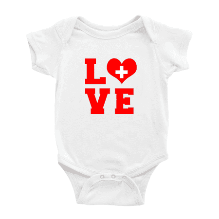 

Love Switzerland Flag Heart Cute Baby Bodysuit Jumpsuits (White 6-12 Months)