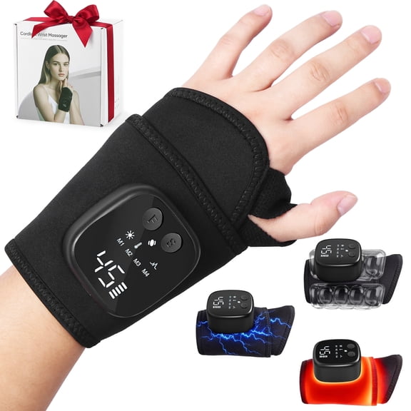 Yucurem 4 in 1 Portable Hand Massager with Heat and Compression, Cordless Wrist Massager for Arthritis and Carpal Tunnel, Ideal Wellness Gifts