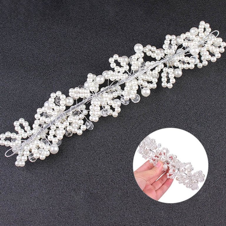 Bridal Tiara Headband Faux Pearl Crystal Butterfly Rhinestone Wedding Prom Amazon.com: Yunyuebridal Bridal Crown Baroque Pearl  main image 2
