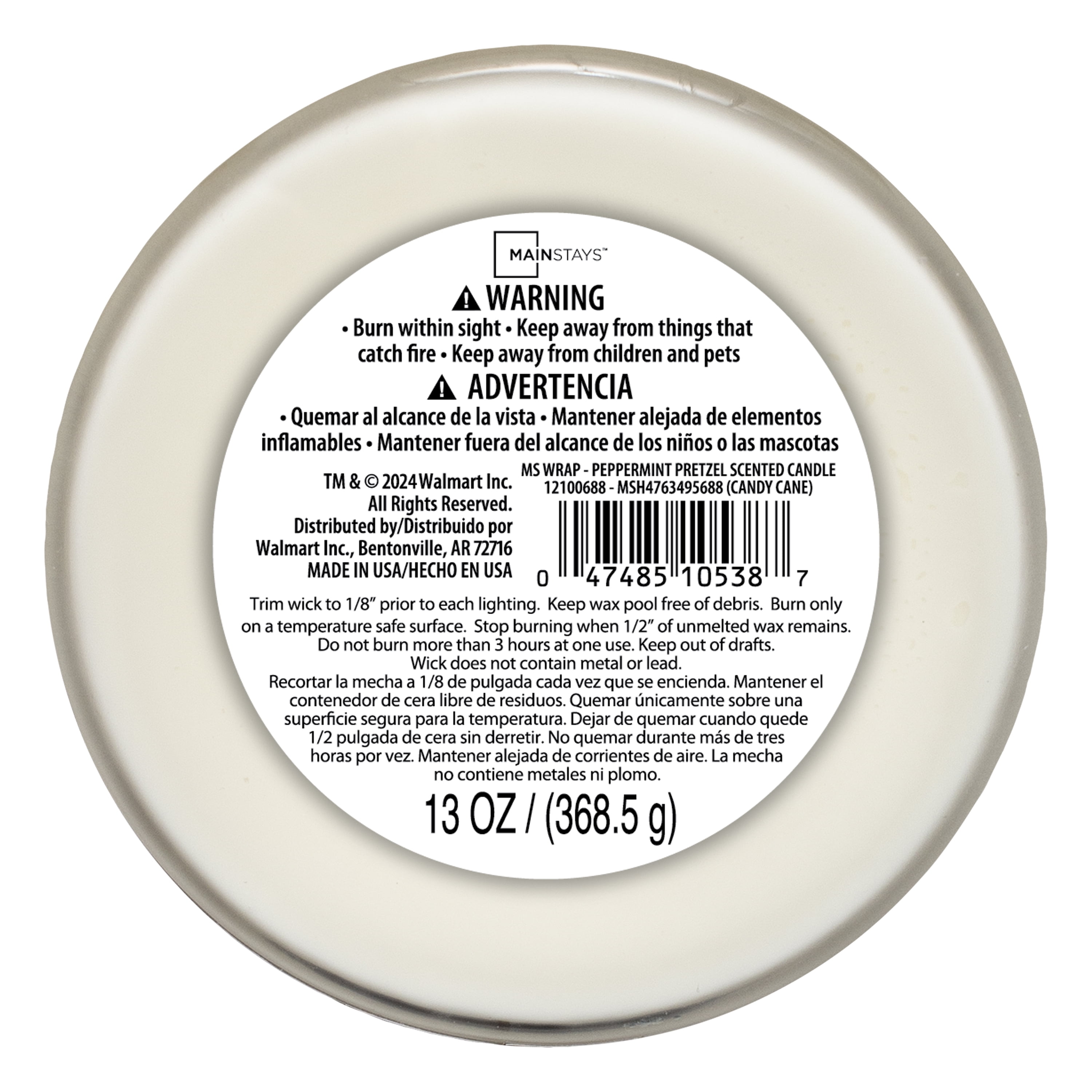 Mainstays Scented 3-Wick Jar Candle, Peppermint Pretzel, 13 oz.