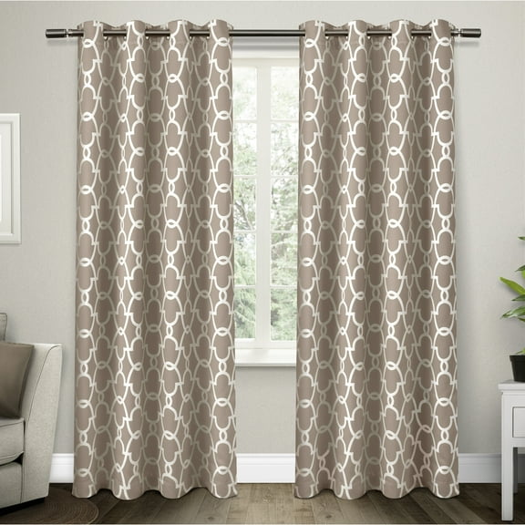 Exclusive Home Gates Sateen Room Darkening Blackout Thermal Grommet Top Curtain Panel Pair, 52"x96", Taupe