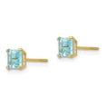 thumbnail image 2 of 14k Yellow Gold Blue Topaz 4mm Square Earrings Stud Gemstone, 2 of 7