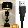 thumbnail image 2 of Thcbme Gothic Skull Lamp for Festival - 5W USB Art Deco Skeleton Table Light, Spooky Resin Novelty Decor with Funky Whimsical Design, Unique Gothic Decorate for Party/Home Office (Black), 2 of 7