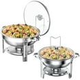 thumbnail image 7 of Chafing Dish Buffet Set 2 Pack: TINANA 5QT Stainless Steel Chafing Dishes for Buffet with Glass Lid & Lid Holder, Round Chafers and Buffet Warmers Sets for Parties, Events, Wedding, Camping, Dinner, 7 of 7