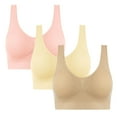 thumbnail image 2 of 3PC Bras For Women No Underwire Push Up Full Coverage Lightweight Plus Size Solid Color Wide Strap Women's Bralettes Breathable Underwear Daily Bra Yellow 3XL, 2 of 9