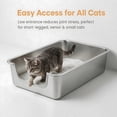 thumbnail image 3 of Stainless Steel Cat Litter Box with Low Entry, Bug Hull High Sided Metal Pan, Odor Control, Easy to Clean, 23.4" x 15.6" x 6", 3 of 10