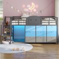 thumbnail image 3 of AOGLLATI Full Size Low Loft Bed with 9 Storage Drawers, Metal Stairway Shelf, LED Lights, Full-Length Guardrail, Under-Bed Hideaway Storage, Space-Saving Loft Bed Frame for Bedroom, Grey, 3 of 11