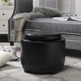 thumbnail image 2 of SAFAVIEH Round Modern Glam Storage Tray Ottoman, Black, 2 of 12