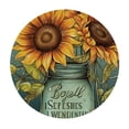 thumbnail image 2 of JEUXUS  Round Table Cover, Waterproof Reusable Table Cloth Round Fitted Tablecloth with Elastic Edged for Parties Outdoors, Vintage Farm Rustic Flowers Sunflowers and Blue Bottle, 2 of 7