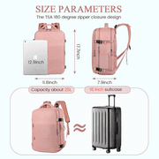 DAKOMM Travel Backpack for Women Men, Carry On Backpack with USB Charging Port & Shoe Pouch, TSA 17.7 inch Laptop Backpack Flight Approved, Nurse Bag Daypack for Weekender Business Trip Hiking, Pink