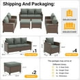 thumbnail image 2 of ELPOSUN 7 Pieces Outdoor Patio Furniture Set, 4 x Single Chair, 2 x Ottoman and 3-Seat Sofa with Cushions, Outdoor Wicker Sectional Conversation Set for Garden, Poolside, Backyard, Dark Grey Cushions, 2 of 6