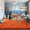 thumbnail image 6 of ZENELESS 9'x12' Orange Plush Shaggy Rug, Extra Large Soft Indoor Modern Fluffy Carpet for Stylish Home Decor, 6 of 6