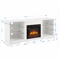 thumbnail image 2 of Raistyw TV Stand with LED Lights , TV Stand Electric Fireplace Glass Shelves with USB Charging Outlet Modern Television Table Center for TV up to 62" White, 58''W*15.5''D*24.4, 2 of 18