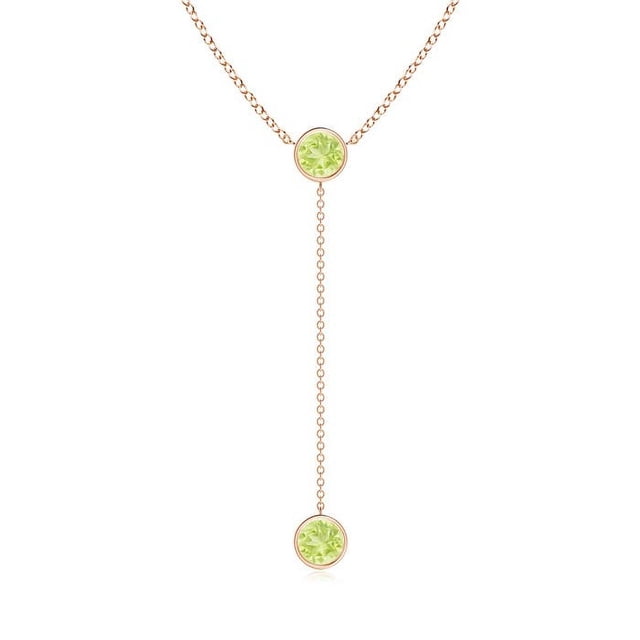 Angara Collier Péridot Naturel - Collier Style Lariat Péridot Rond 1.9 ct en Or Rose 14K pour Femmes