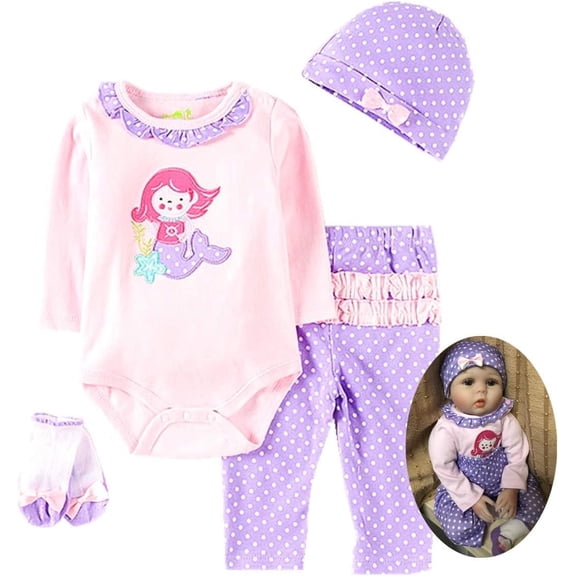 GloTide Mermaid Suits for Reborn Dolls Girls 20-22inch Newborn Baby Clothing 4Pieces Reborn Baby Doll Clothes