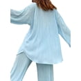 thumbnail image 3 of VISgogo Traje de Pijama de Dos Piezas para Mujer, Tops de Manga Larga con Botones y Cuello Vuelto de Color Sólido + Pantalones Largos con Cintura Elástica VISgogo moda, 3 of 4