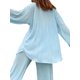 thumbnail image 3 of VISgogo Traje de Pijama de Dos Piezas para Mujer, Tops de Manga Larga con Botones y Cuello Vuelto de Color Sólido + Pantalones Largos con Cintura Elástica VISgogo moda, 3 of 4