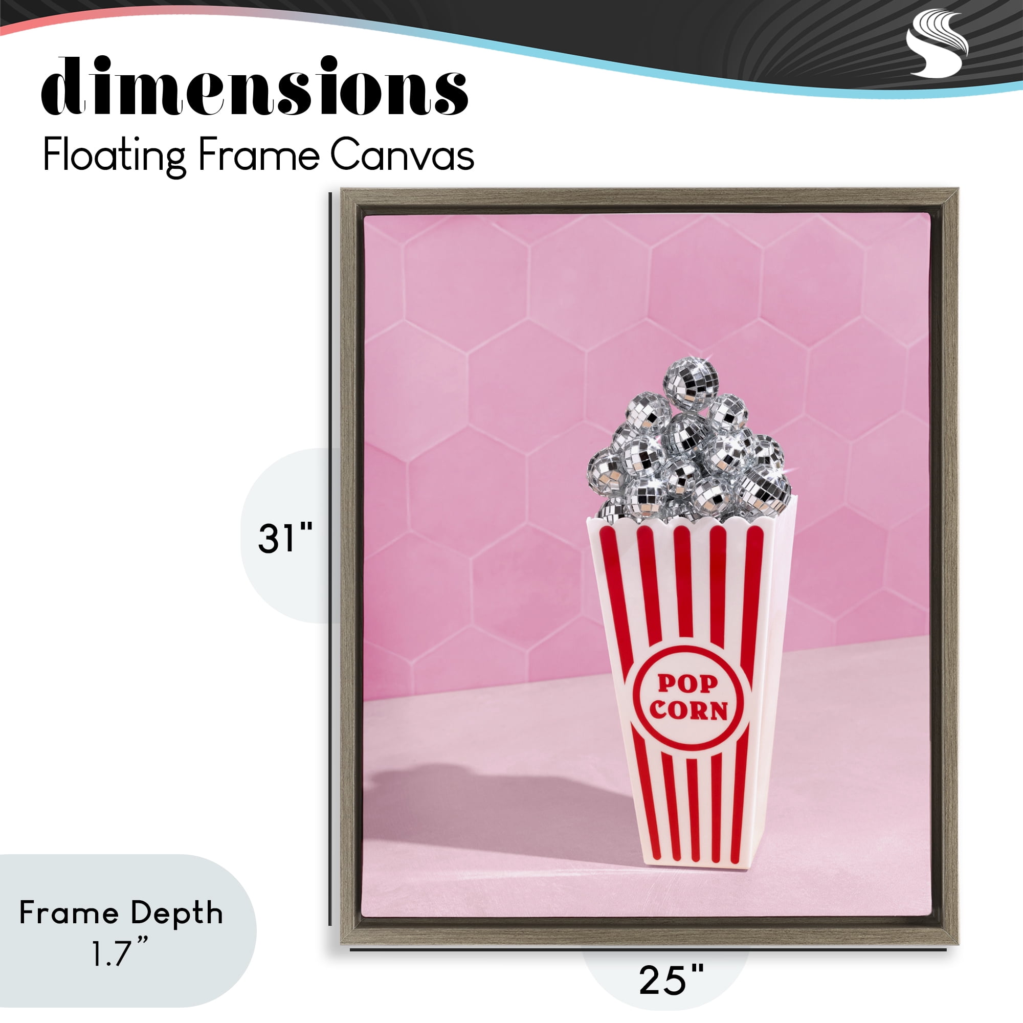 Stupell Industries Pink Disco Popcorn Brown Framed Floater Canvas Wall Art, design by LISH Creative