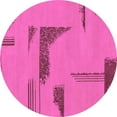 thumbnail image 1 of Ahgly Company Indoor Round Abstract Pink Modern Area Rugs, 6' Round, 1 of 4