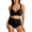 Black, variant on Twist Front Bikini Two Piece Swimsuit with Wide Straps Ruched High Waist Bottom White L