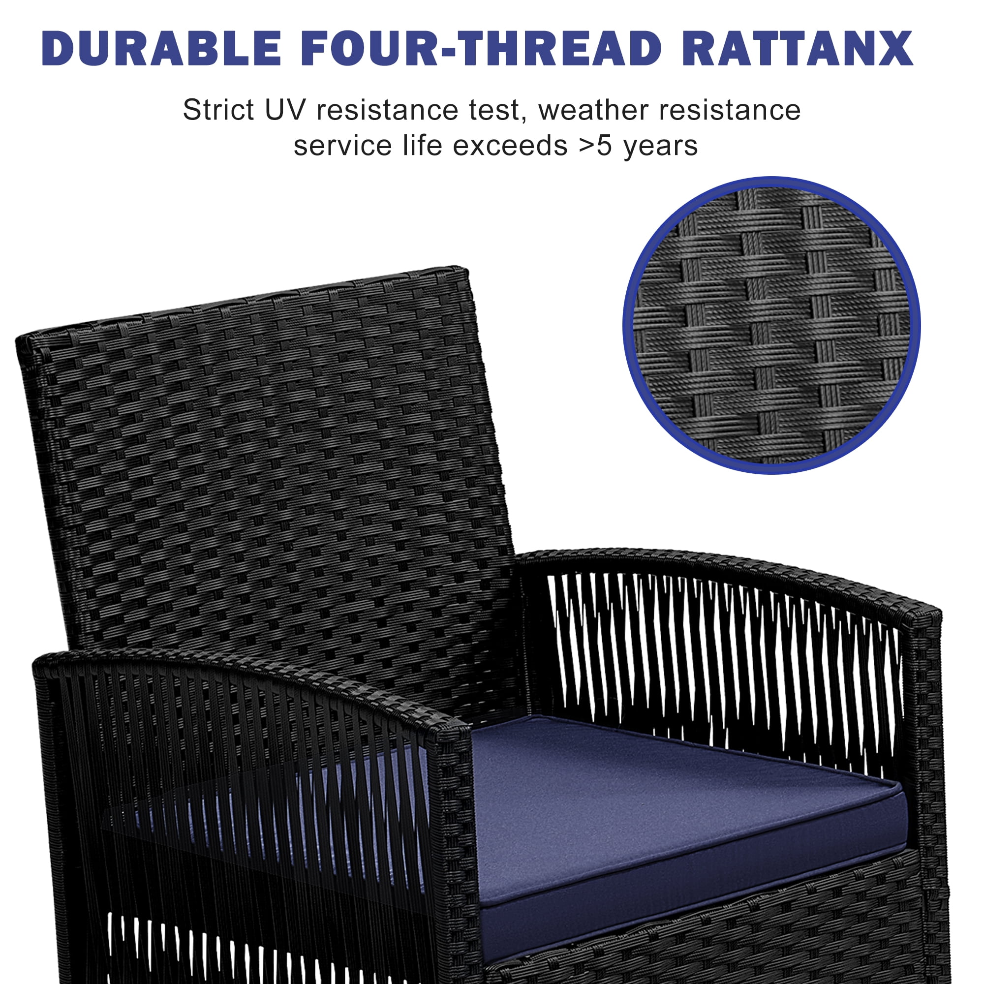 Patio Furniture Set on Sale, 4 Pieces Outdoor Rattan Conversation Sofa Set, All-Weather Wicker Patio Sets, Cushioned Sofa and Coffee Table for Garden Deck Courtyard, Nevy