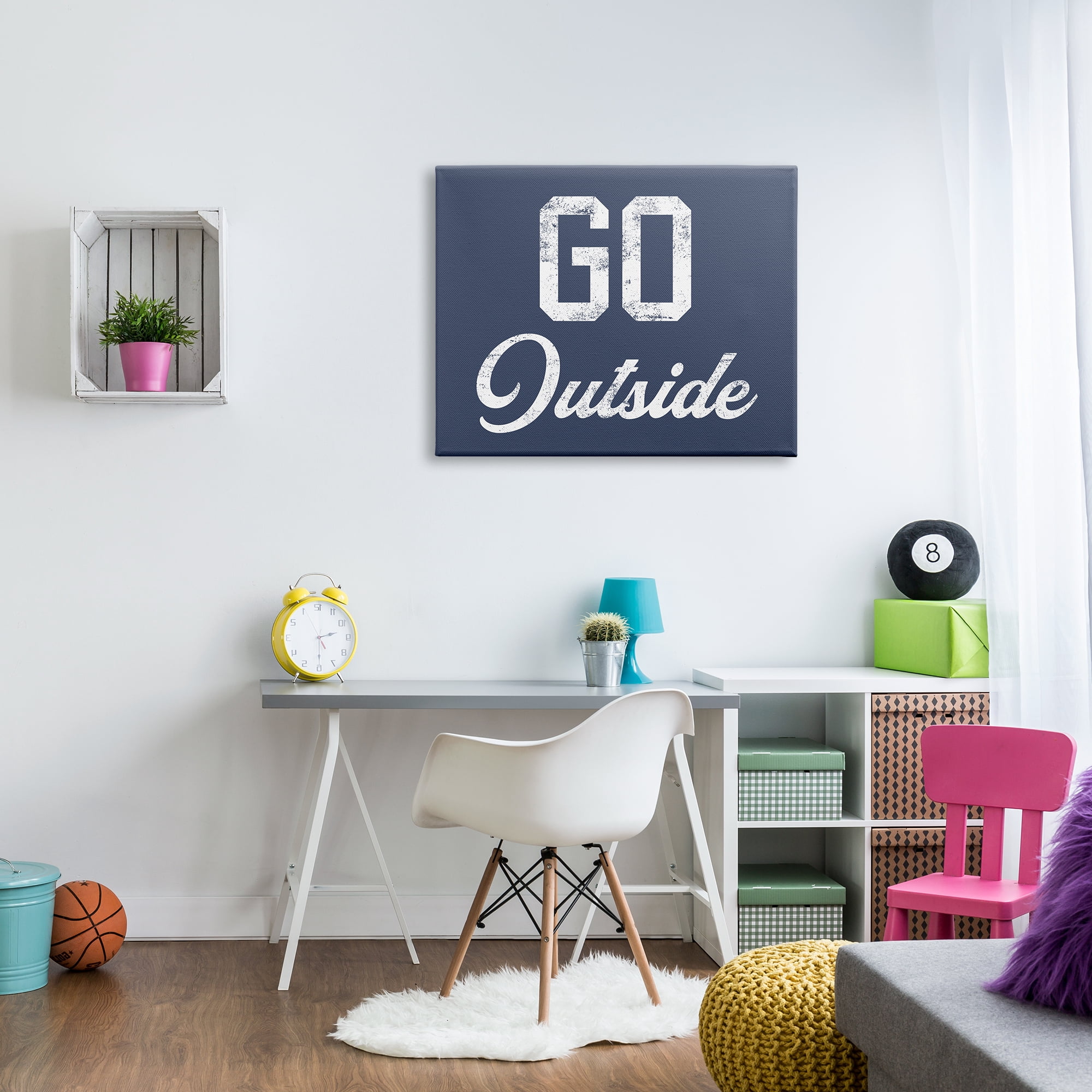 Stupell Industries Go Outside Kids Vintage Text Phrase Design Graphic Art Gallery Wrapped Canvas Print Wall Art, Design by Daphne Polselli