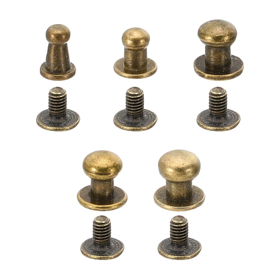 Leather Rivets, 50 Sets Round Button Head Studs Metal Screw Studs Posts Chicago Screws Rivet for Clothing Leather Crafts, Grey