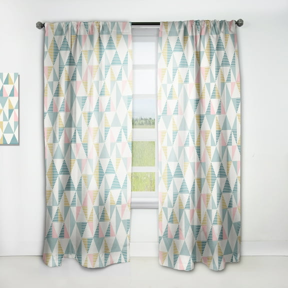 Designart 'Diamond Retro Pattern I' Mid-Century Modern Curtain Panel