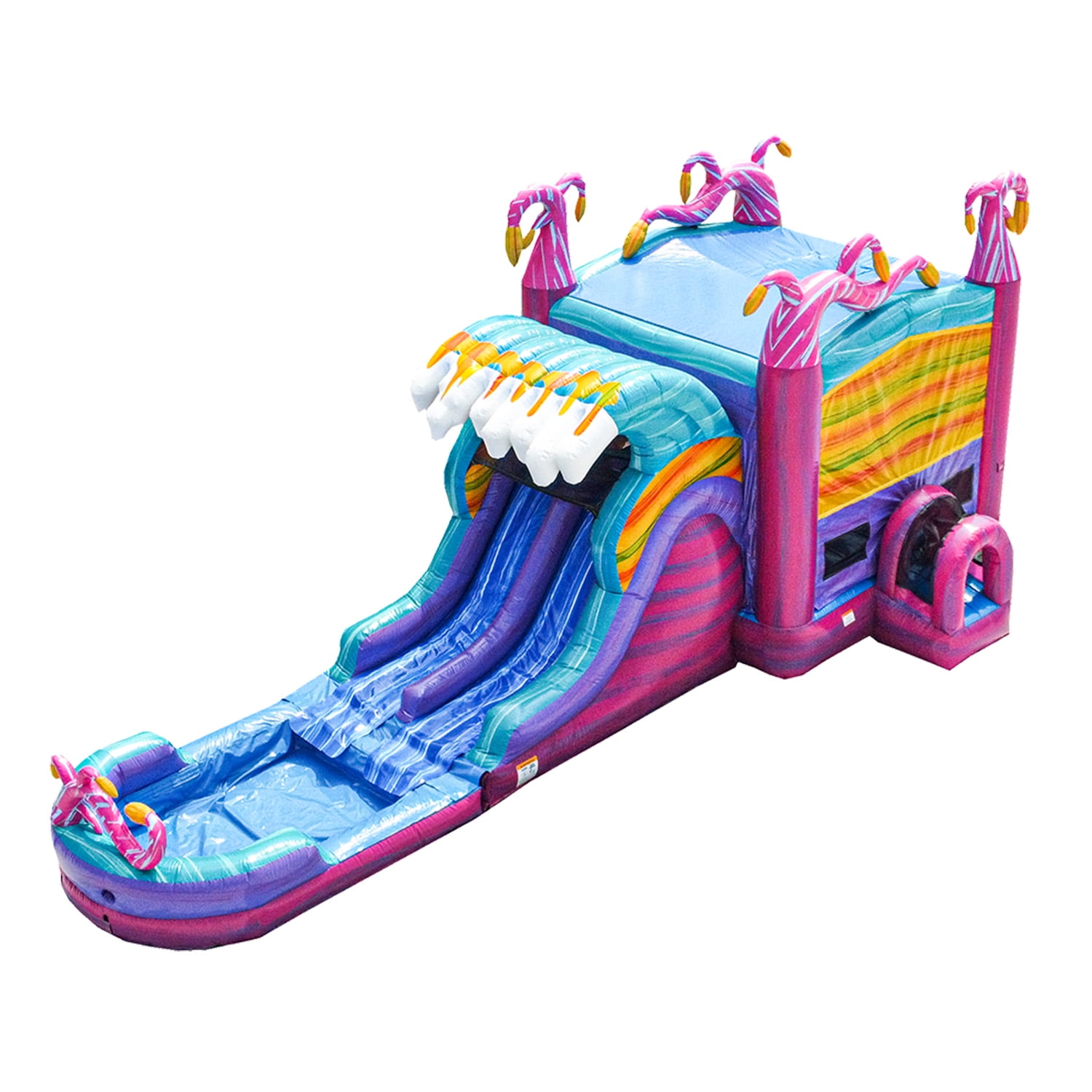 JumpOrange Mystery Jungle Commercial Grade Inflatable Bounce House Water Slide (with Splash Pool and Blower)