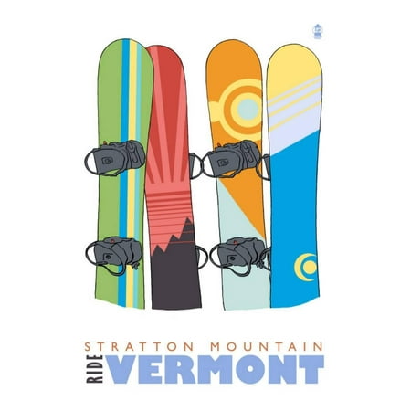 Stratton Mountain, Vermont, Snowboards in the Snow Print Wall Art By Lantern