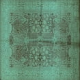 thumbnail image 1 of Ahgly Company Machine Washable Indoor Square Oriental Turquoise Blue Industrial Area Rugs, 6' Square, 1 of 4